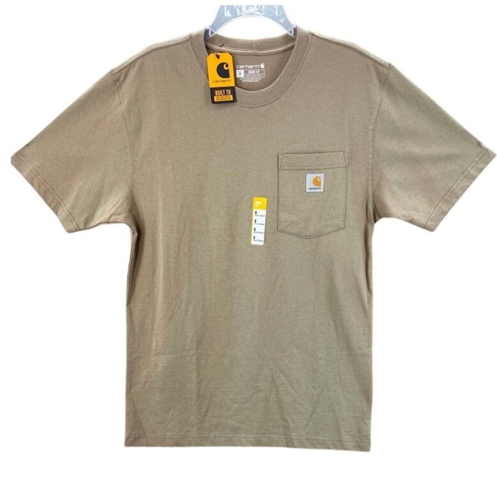 Carhartt K87 Pocket T-Shirt Mens Small Desert Loose Fit Heavyweight Cotton New